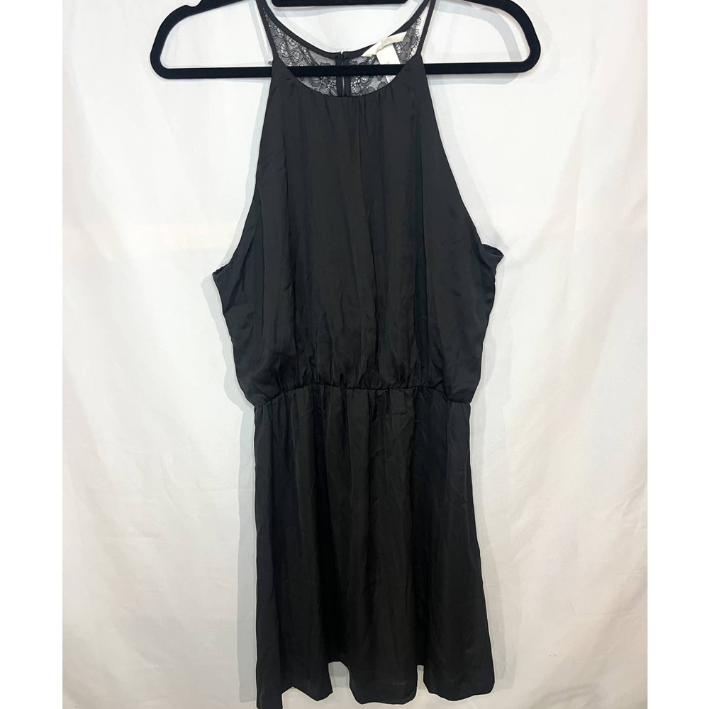 H&M Black Sleeveless Dress with Lace Buttoned Back and Elastic Waist, Size 12 - Picture 2 of 6